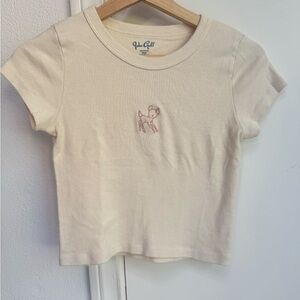 John Galt Ashlyn Deer Cropped T-Shirt